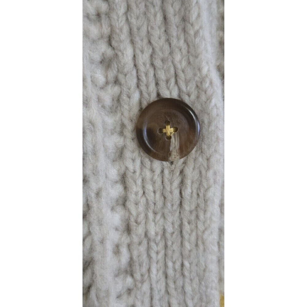 Anthropologie Pilcro Wool Flower Cardigan Sweater Womens XS Tan Cheerful Smile - Picture 3 of 8